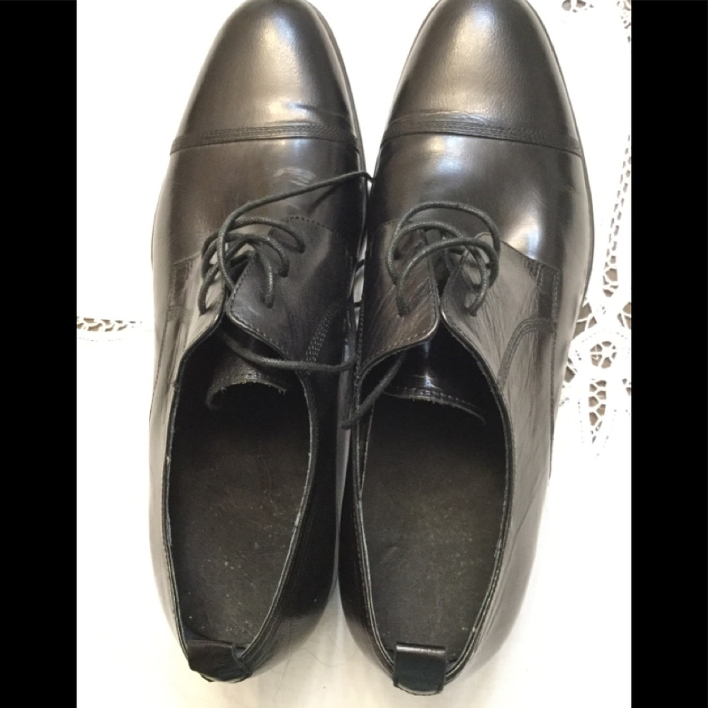 Zota Unique Mens Oxford Black Leather Almond Toe